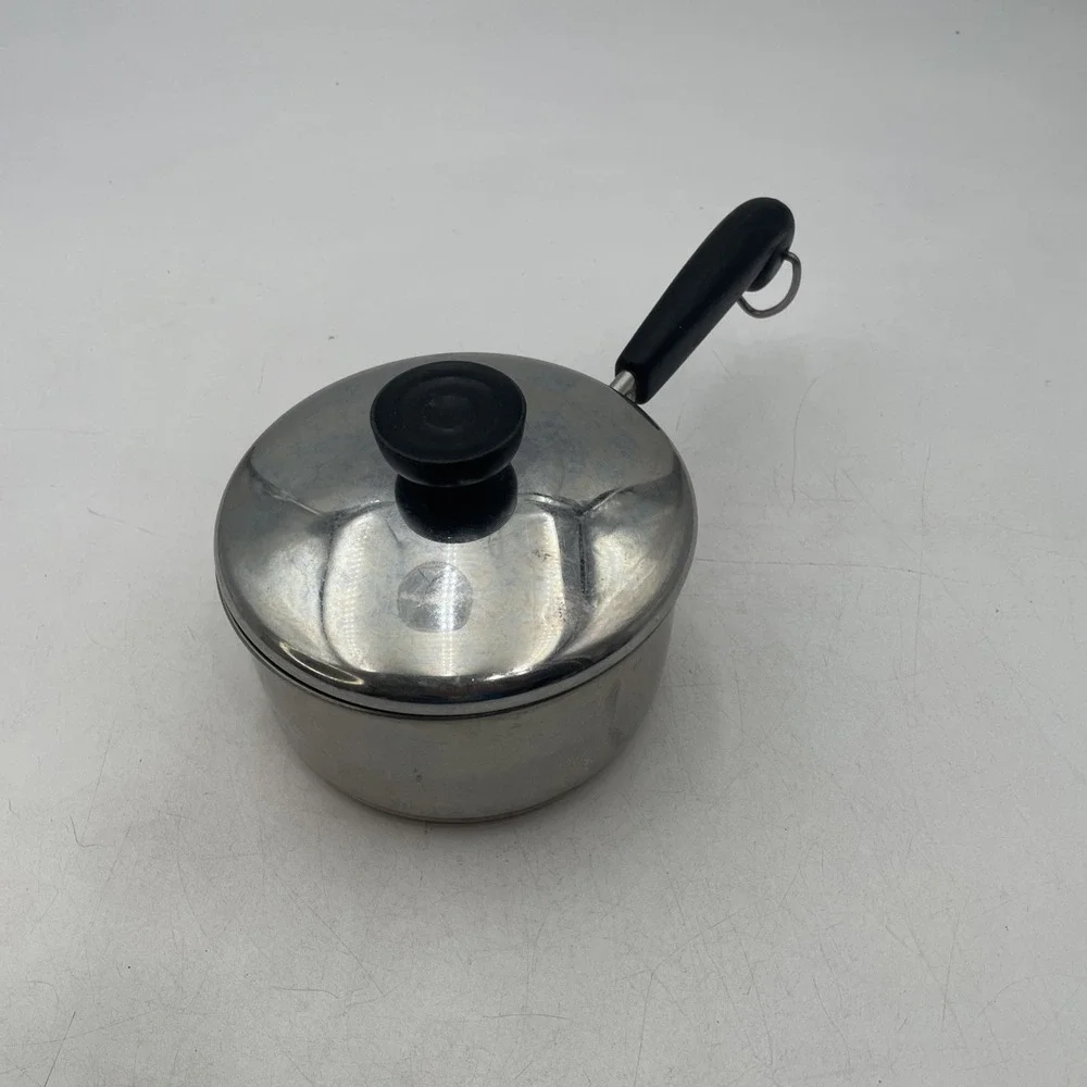 Vtg RevereWare Copper Bottom Saucepan Lot of 4 Pots+3 Lids 4qt 3qt 2qt 1qt-Clean